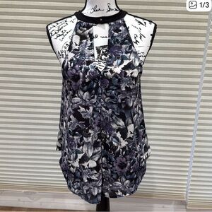 Floral Halter Neck Top - Black and Purple